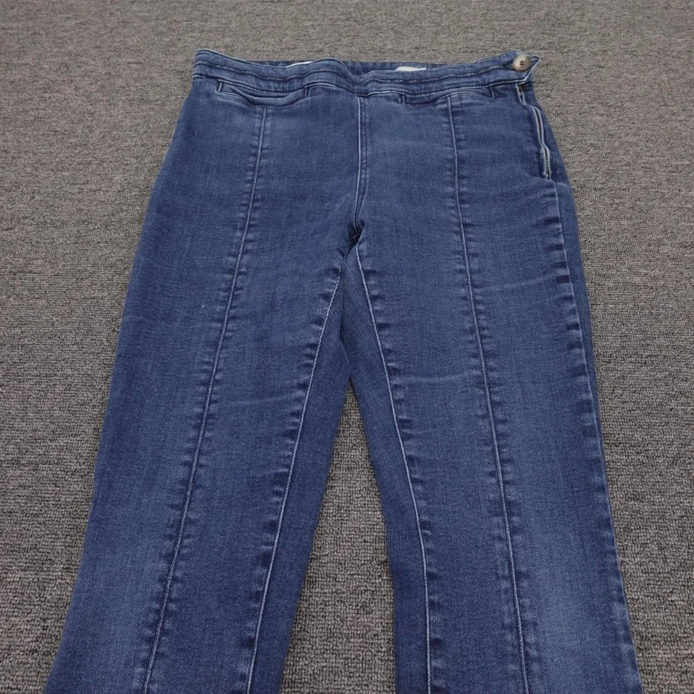 Pilcro Jeans Womens 32 Blue Medium Wash Mid Rise Skinny Slit Hem Stretch 32x29.5